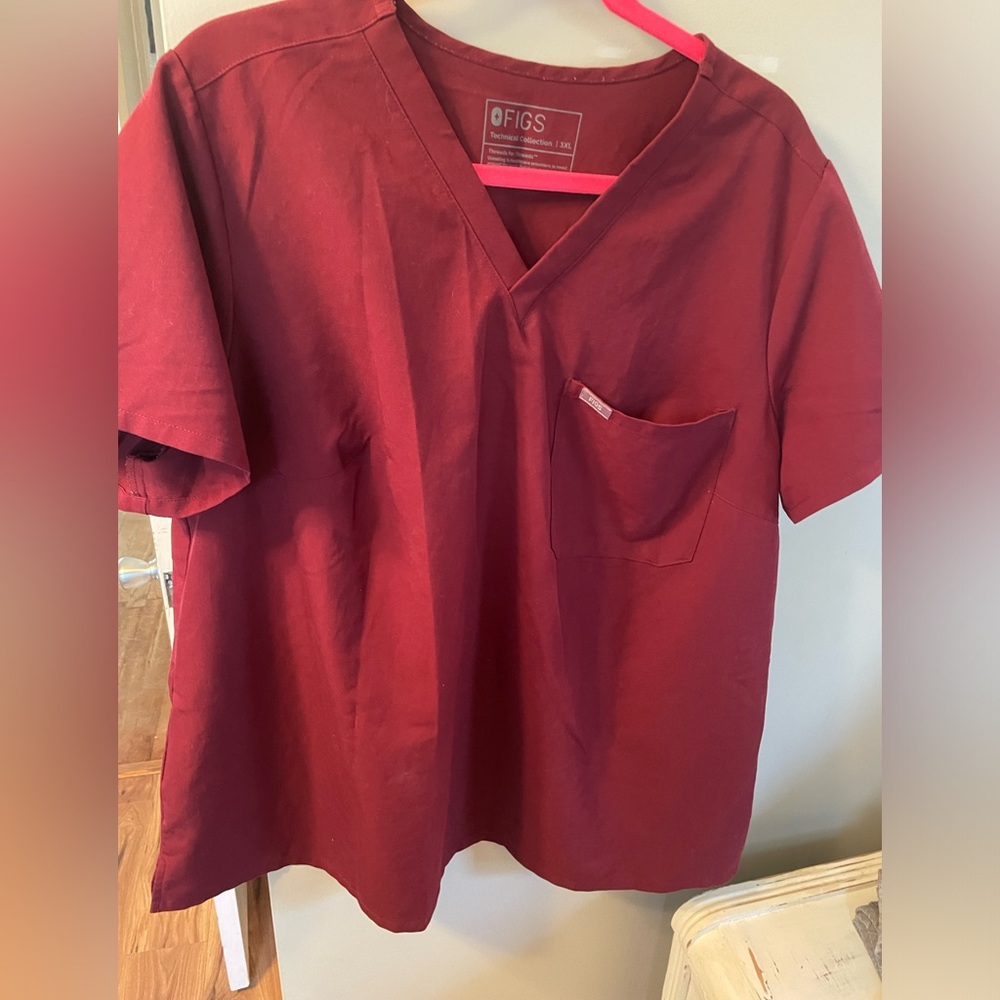 Figs Burgundy Scrub Top- Women’s 3XL